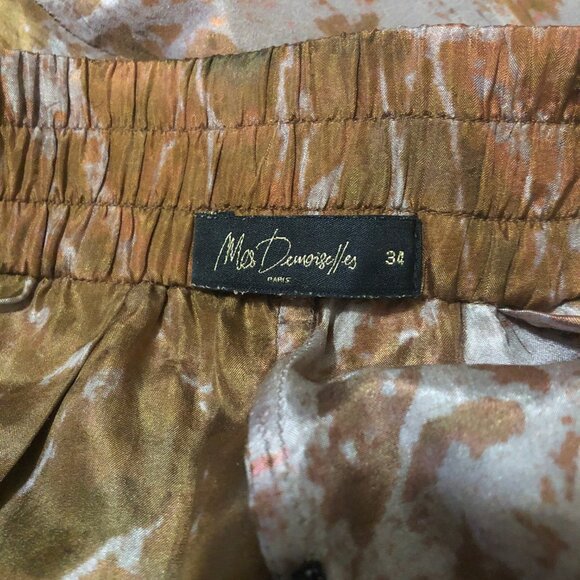 Mes Demoiselles abstract earthy stones print silk wide leg pants - Picture 9 of 10